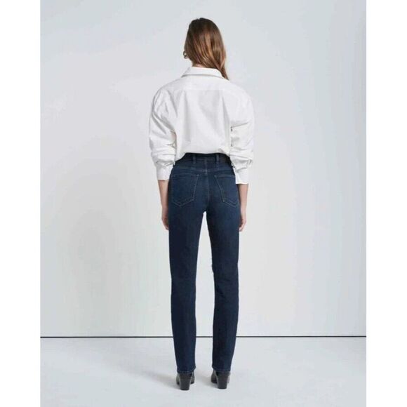 7 For All Mankind Easy Slim Jeans Womens 28 Dark Wash Ripped Knee - Picture 7 of 7